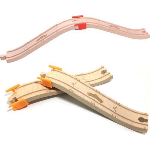 P089 Exquisite pattern thickened ramp + Fixed card combination compatible wooden track children track game scene bridge kids toy