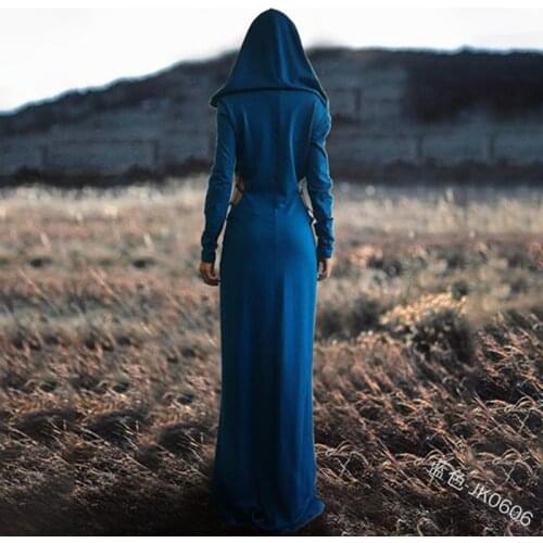 Sexy Medieval Style Party Maxi Long Dress Round Neck Slim Fit Womens Retro Dress Sleeveless Solid Hoodie Dress For Girl Cloth