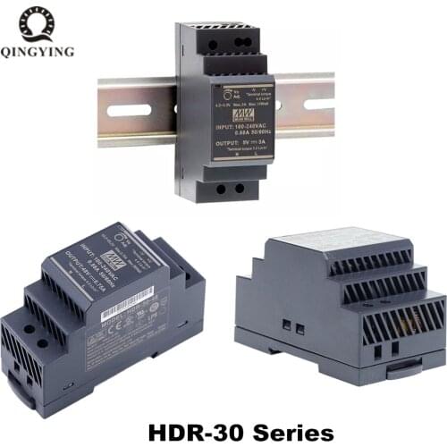 1-10pcs Mean Well HDR-30-12 Series 5V 12V 15V 24V 48V 15W 30W 36W Ultra Slim Step Shape DIN Rail meanwell Power Supply