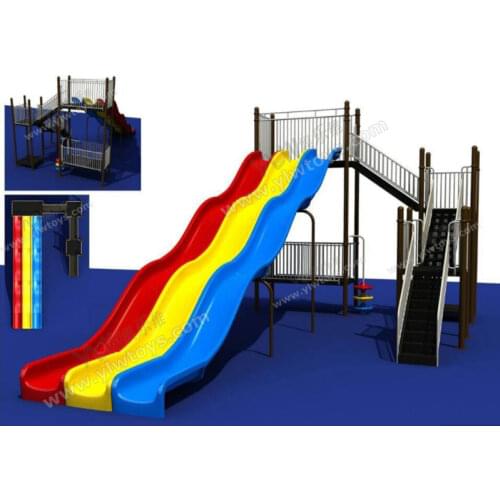 Amusement outdoor/indoor playground YLW Triple FRP slide,plastic Double slide accessories,water parks