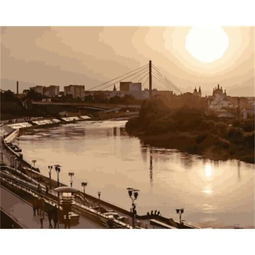 DRAWJOY Framed Landscape DIY Painting By Numbers On Canvas Painting And Calligraphy Wall Art For Home Decor 40x50