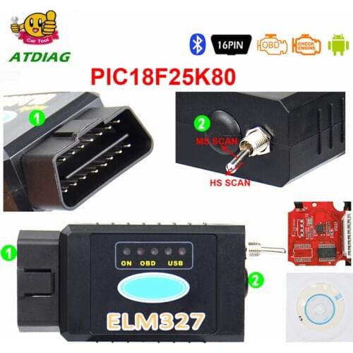 ELM327 USB V1.5 FTDI FT232RL + PIC18F25K80 Chip Code Reader for Ford HS CAN/MS CAN ELM 327 Bluetooth OBD2 Diagnostic Tool