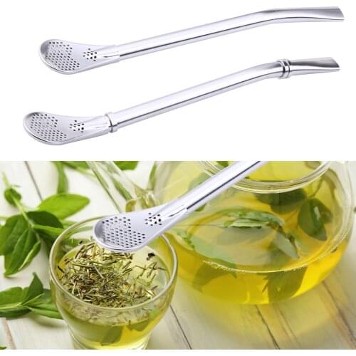 Tea Infuser Filter Yerba Mate Tea Straws Stainless Steel Drinking Straw Filter Spoon Bombilla Gourd Tea Tools Bar Accessories