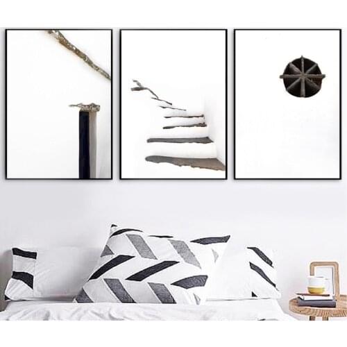 Modern Minimalist Neutral Colors Architectural Art Painting Wall Pictures , Snow Scene Art Canvas Prints and Posters Home Decor