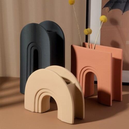 European-style Ceramic Vase Abstract Art Hollow Flower Arrangement Living Room Dining Table Dried Flower Decora Vase Home Decor
