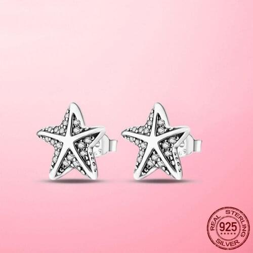Summer New 925 Sterling Silver Ocean Starfish Korean Stud Earrings for Women Fashion Women Earrings 2021 brincos s925 Jewelry