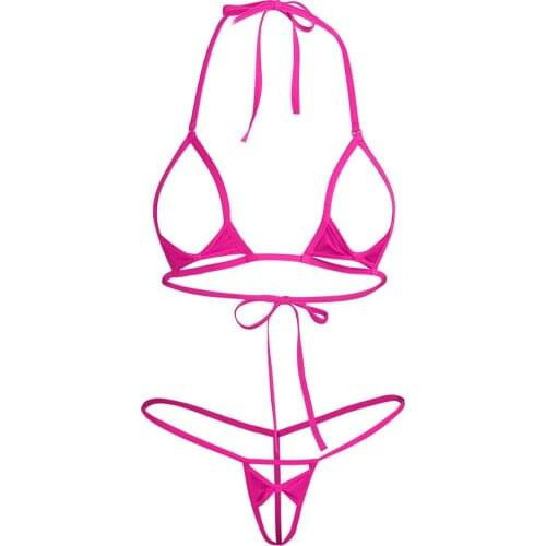 Women Sexy Bra and Panties Lingerie Brief Sets Bowknot Bikini See-through Bow Open Cup Bra Top Open Crotch G-string Sleepwear