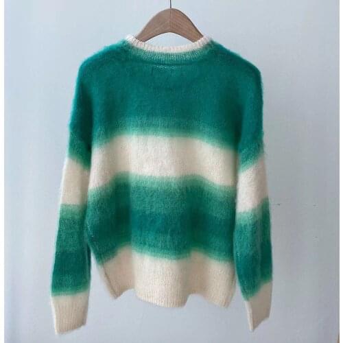 Women Thin Gradient Stripes Sweater Ladies 2021 New Long Sleeve Thin Pullover Top Female Color Patchwork Jumper Knitwear