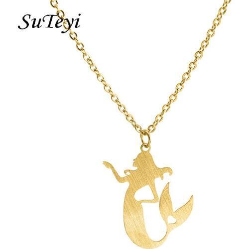 SUTEYI Classic Mermaid Necklace For Women Girl Cute Stainless Steel Pendant Necklace 2020 New Arrival Fashion Gift Jewelry