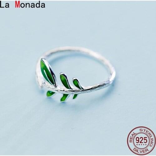 La Monada Adjustable Leaf Women Ring 925 Sterling Silver Minimalist Rings For Women 925 Silver Fine Jewerly Rings Woman Open