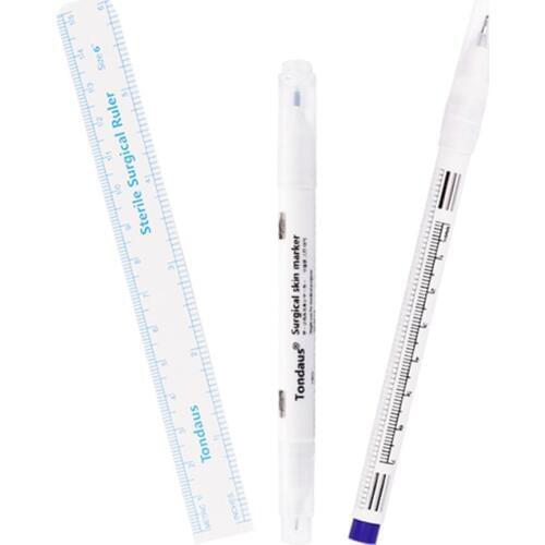 10pcs tattoo skin marker surgical permanent makeup eyebrow marker pen With Measuring Ruler Microblading Positioning Tool