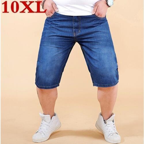 10xl Plus Size Mens Denim Shorts Good Quality Short Jeans Men Cotton Solid Straight Short Jeans Male Blue Casual Short Jeans