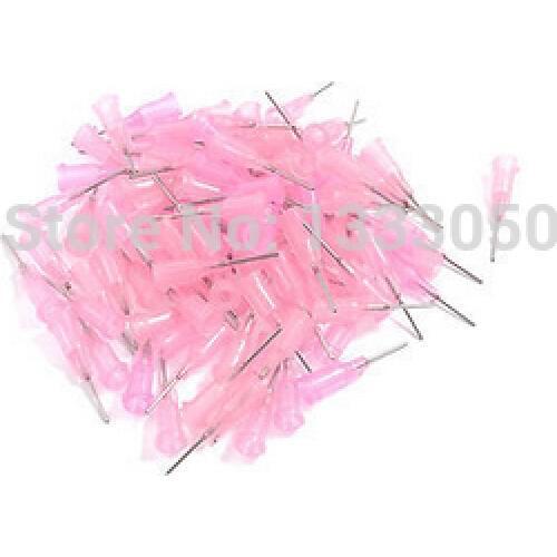 11.11 Free Shippinng 100 Pcs Stainless Steel Tip Pink Plastic Shell 20g Dispenser Needles