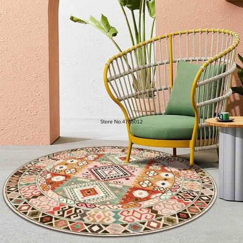 150cm European Geometric Ethnic Style Orange Pink Living Room Bedroom Hanging Basket Chair Round Floor Mat Carpet Customization