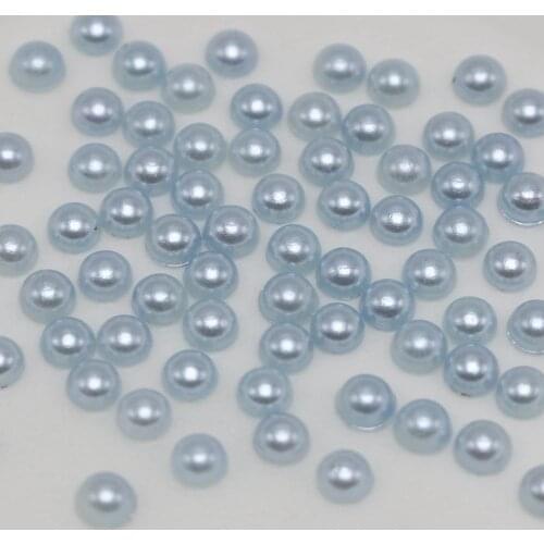 2000 Blue Half Pearl Gems Flatback Bead 3mm Nail Art Tips +Storage Box