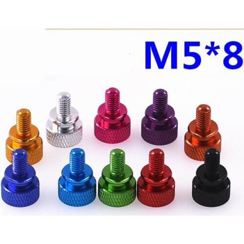 4pcs M5 thumb aluminium screws flat pineapple step grain knurled bolt male screw anode oxidation multi-color 6mm length