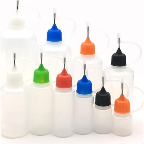 5pcs 3\5\10\15\20\30\50\60\100\120ml PE Plastic Needle Bottle Dropper Juice Liquid Container Solvent Light Oils Eye Saline