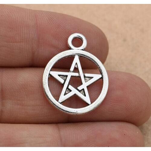 8Pcs Pentacle Charms Antique Silver Color Tone Pendant Findings Fit DIY Necklace Handmade Accessories Jewelry Making Supplies