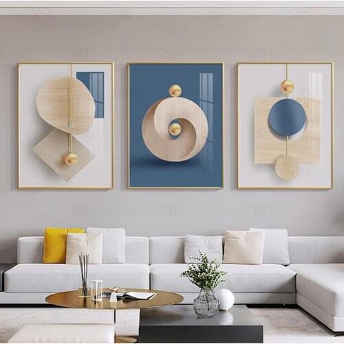 Abstract Blue White Canvas Painting Posters and Prints Nordic Geometric Wall Art Bedroom Living Room Home Decoration Pictures