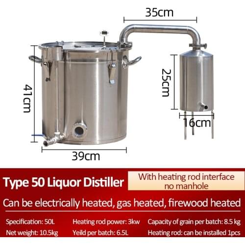Model 50 Large Distiller homebrew Traditional Liquor Distiller 304 Stainless Steel Distiller Brews Grain Brandy Vodka whisky