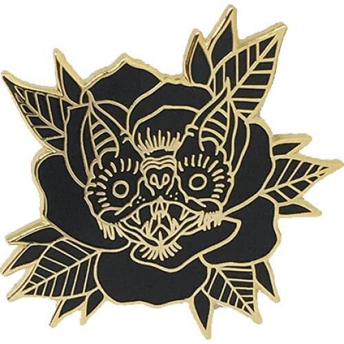 Bat Rose Gold Tiger Lapel Pin Brooch