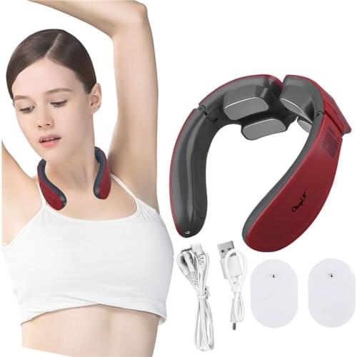 Ckeyin Electric Neck Massager Pain Relief Health Care Pulse Massage Heated Relaxation Remote Control Physiotherapy Machine