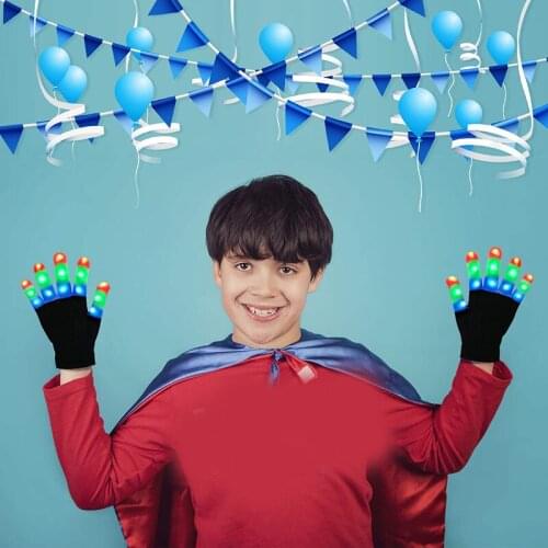 Colorful Finger Glow Gloves LED Light Full Finger Gloves Flashing Cool Fun Halloween Toy for Children Adult d88