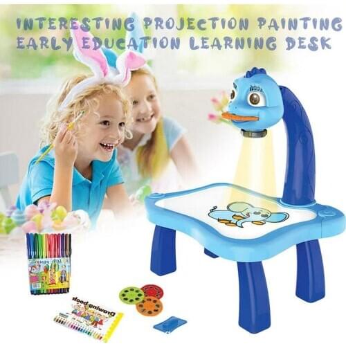 Kids Toy Painting Drawing Table Led Projector Music Toys Kids Arts And Crafts For Children Notebook Pen Office Toddler Toy