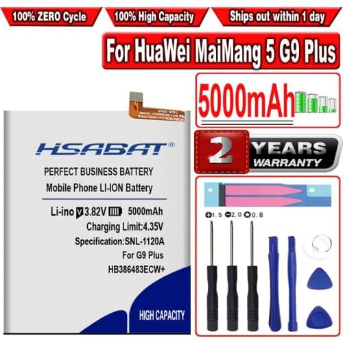 HSABAT 4900mAh HB386483ECW+ Battery for HuaWei MaiMang 5 G9 Plus MLA-AL00 MLA-AL10 G9Plus honor 6X