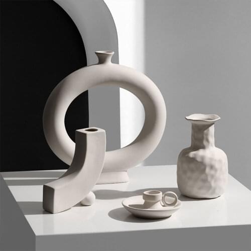 Nordic Ceramic Vase Home Decoration Ornaments Crafts Vegetarian Ceramic Flower Pot Art Vases Home Decoration Ornament Gifts