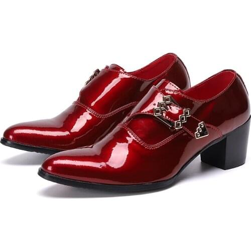 Pointed Toe Genuine Leather Dress Men Shoes High Heels England Trends Business Leisure Man Shoes Height Increase Elevator Shoes