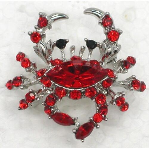 Red Rhinestone Crab Pin brooches C786 C