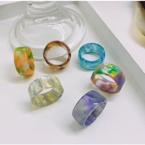 Colorful Resin Acrylic Adjustable Ring Boho Bohemian Fashion Jewelry Fashion Jewelry Wedding Engagement Ring