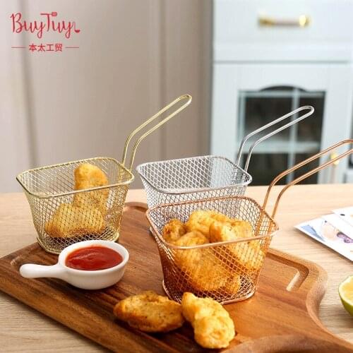 Mini French Fries Fryer Basket Square Chips Frying Net Mesh Baskets Strainer Chef Fried Chicken Snack Kitchen Cooking Tools