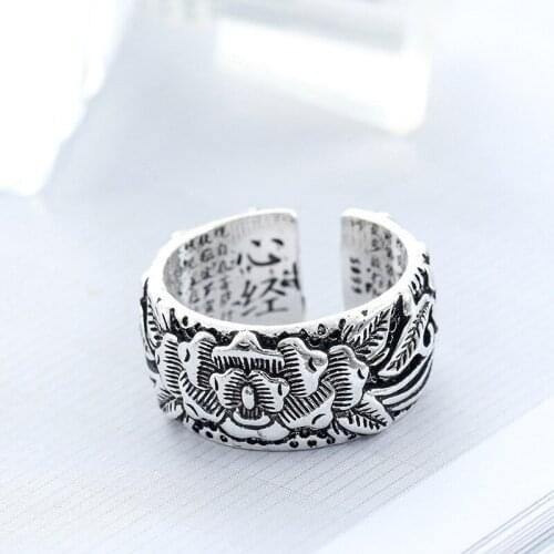 Miuoxion Wholesale Retro Peace Lotus Sutra Ring Fashion Personality Jewelry For Men Women Feature Namour Charm Gift All Seasons