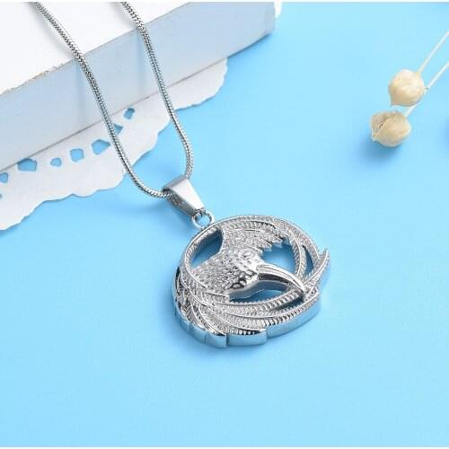 Men Urn Necklace For Men Stainless Steel Eagle Cremation Jewerly Ashes Holder Keepsake Necklace Pendant