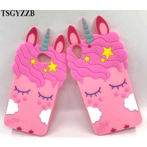 For Huawei Y5 2017 Y5 II Y5II Soft Cartoon Unicorn Case For Huawei Y6 2017 Y6 II Y6II 3D Cute Rubber Animal Phone Cover Shell