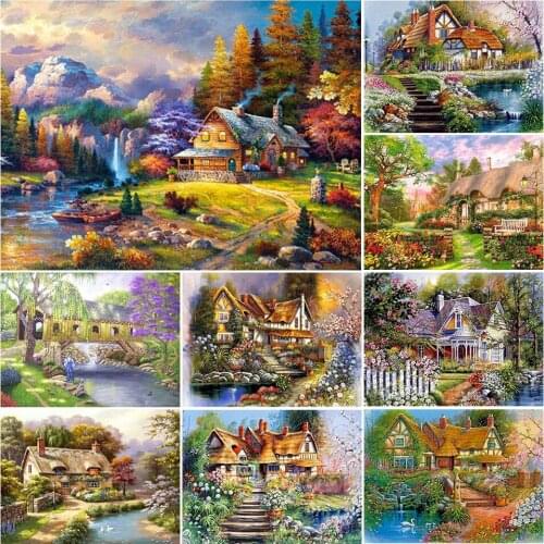 5D DIY Diamond Painting "house" Landscape Full Drill Mosaic Embroidery Handmade Hobby Cross Stitch Kits Home Decor Picture Gift