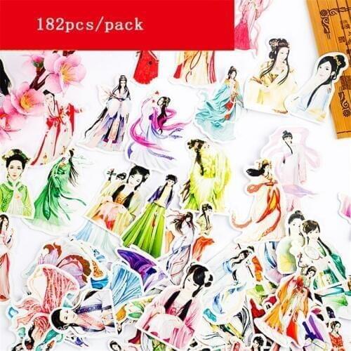182pcs/lot Stickers for Girls scrapbooking DIY Label Diary Stationery Beautiful classical girl sticker notebook decoration