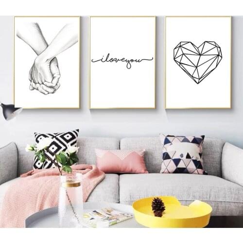 Nordic Love Poster I Love You Print Pictures Minimalist Couple Wall Art Posters Quote Canvas Painting For Living Room Home Decor