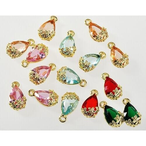 New Listing 30pcs/lot irregular shape color Zircon decoration copper charms diy jewelry earring/necklace pendant accessory