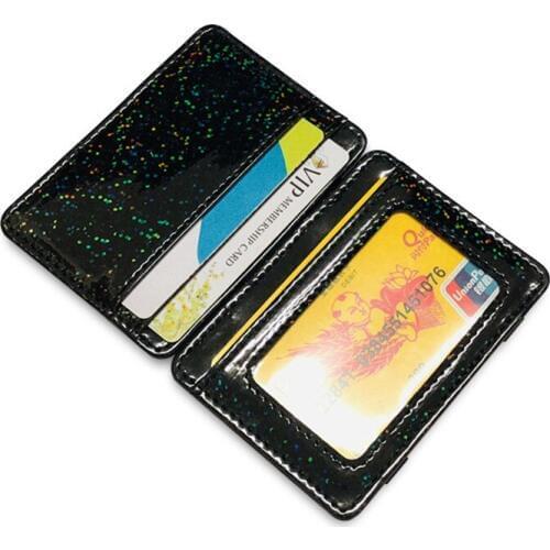 New Fashion Bright Leather Magic Wallet For Women Credit Card Holder Mini Ladies Money Cash Clip Small Men Purse