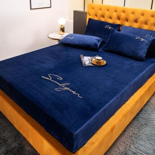 Solid Color Bed Cover Home Coral Velvet Sheet With Elastic Soft Bedspread For Bed Keep Warm Bedcover Quality Bedroom Bed Sheet