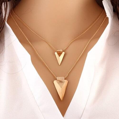 Sharp Arrow Multi Layer Necklace Long Chain Multilayer Pendant Necklaces for Women Eiffel Tower Collar Neckless Woman Halskette