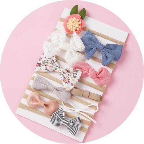 10pcs/lot New Cotton Nylon Headbands For Girls Elastic Hair bands Headwear Hair Bows For Baby Girls Baby Hair Accessories