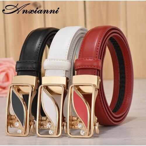 Women fashion belt luxury designer high quality real genuine leather strap automatic buckle belts waist belt for jeans pants