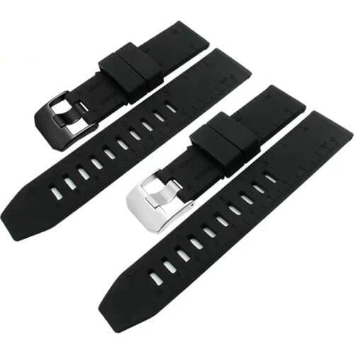 23mm Rubber Silicone Watch Band Strap Replacement with Black/Silver Buckle for Luminox Strap Compass Scale Mens Watch Bracelet