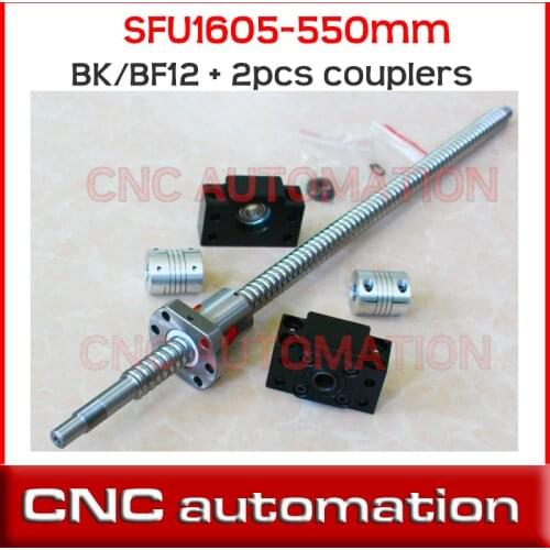 RM1605 Ball Screw SFU1605 L= 550mm Rolled Ballscrew + BK BF12 end support + 2pcs coupler 6.35*10mm