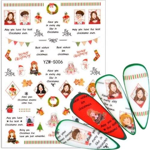 Merry Christmas Nail Art Decals Decoration Self Adhesive Nail Art Stickers Manicure Design White Snow Sticker for Nail Design