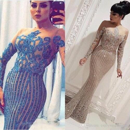 Mermaid prom dresses 2021 sheer crew neckline long mermaid long sparkly evening dresses gowns shinning long evening dresses gown